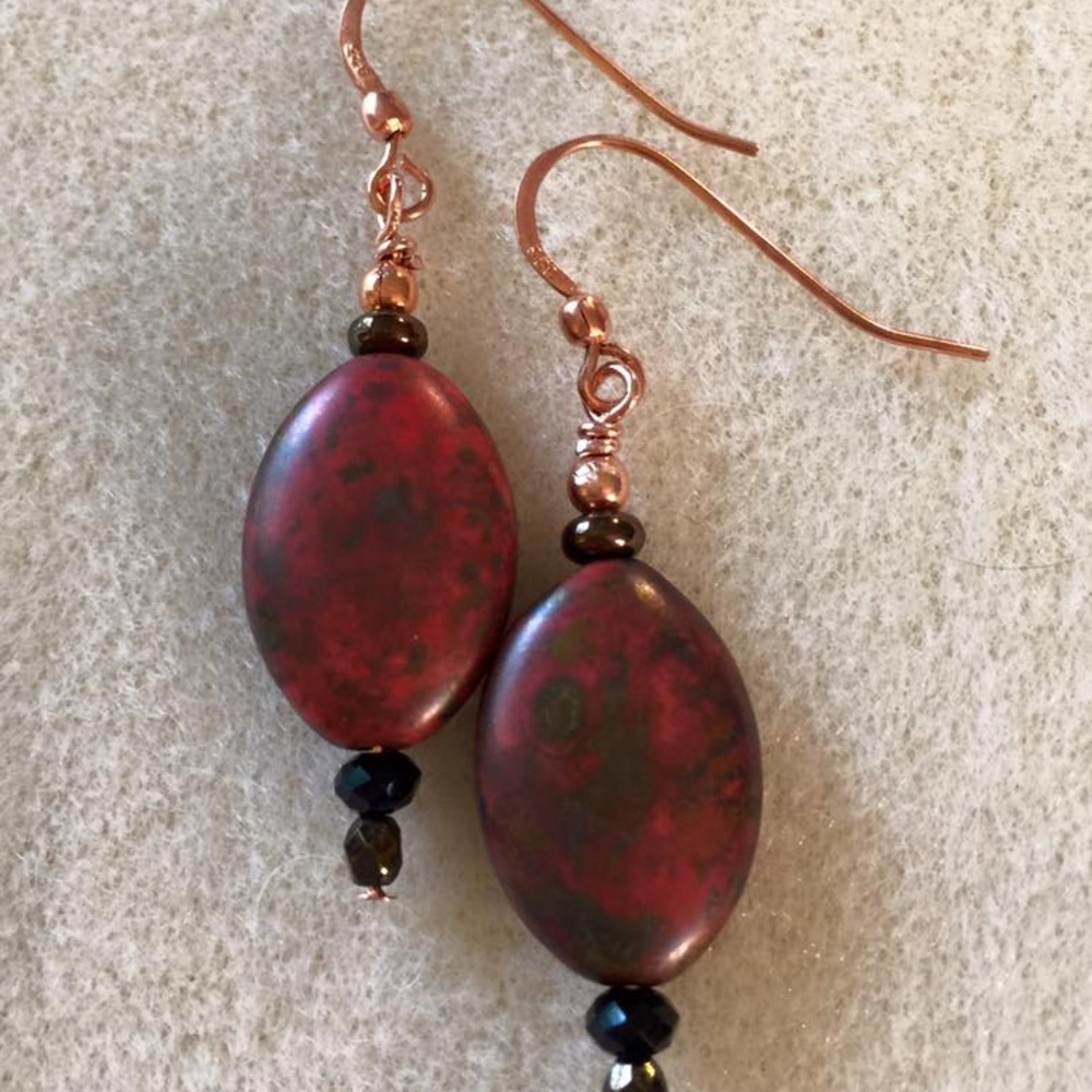 BACK TO BUSINESS SALE! Glass and copper earrings